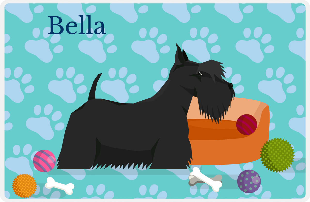 Personalized Dogs Placemat I - Scottish Terrier - Teal Background -  View