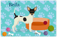 Thumbnail for Personalized Dogs Placemat I - Toy Fox Terrier - Teal Background -  View