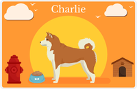 Thumbnail for Personalized Dogs Placemat II - Akita Inu - Orange Background -  View