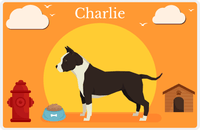 Thumbnail for Personalized Dogs Placemat II - American Staffordshire Terrier - Orange Background -  View