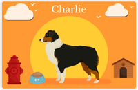 Thumbnail for Personalized Dogs Placemat II - Australian Shepherd - Orange Background -  View