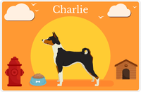 Thumbnail for Personalized Dogs Placemat II - Basenji - Orange Background -  View