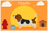 Thumbnail for Personalized Dogs Placemat II - Basset Hound - Orange Background -  View