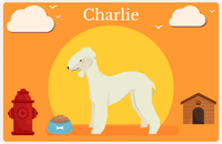 Thumbnail for Personalized Dogs Placemat II - Bedlington Terrier - Orange Background -  View
