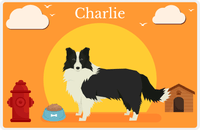 Thumbnail for Personalized Dogs Placemat II - Border Collie - Orange Background -  View
