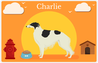 Thumbnail for Personalized Dogs Placemat II - Borzoi - Orange Background -  View