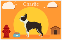 Thumbnail for Personalized Dogs Placemat II - Boston Terrier - Orange Background -  View