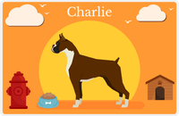 Thumbnail for Personalized Dogs Placemat II - Boxer - Orange Background -  View