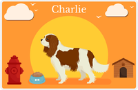 Thumbnail for Personalized Dogs Placemat II - Cavalier King Charles - Orange Background -  View