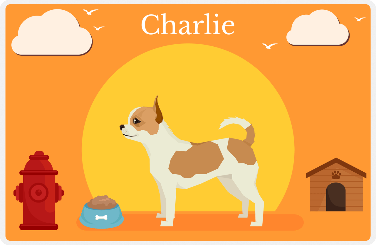 Personalized Dogs Placemat II - Chihuahua - Orange Background -  View