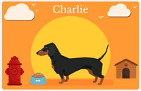 Thumbnail for Personalized Dogs Placemat II - Dachshund - Orange Background -  View