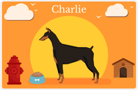 Thumbnail for Personalized Dogs Placemat II - Doberman - Orange Background -  View