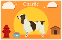 Thumbnail for Personalized Dogs Placemat II - English Springer Spaniel - Orange Background -  View