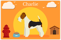 Thumbnail for Personalized Dogs Placemat II - Fox Terrier - Orange Background -  View