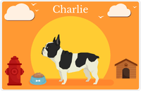 Thumbnail for Personalized Dogs Placemat II - French Bulldog - Orange Background -  View