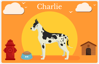 Thumbnail for Personalized Dogs Placemat II - Great Dane - Orange Background -  View