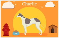 Thumbnail for Personalized Dogs Placemat II - Greyhound - Orange Background -  View