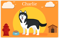 Thumbnail for Personalized Dogs Placemat II - Husky - Orange Background -  View