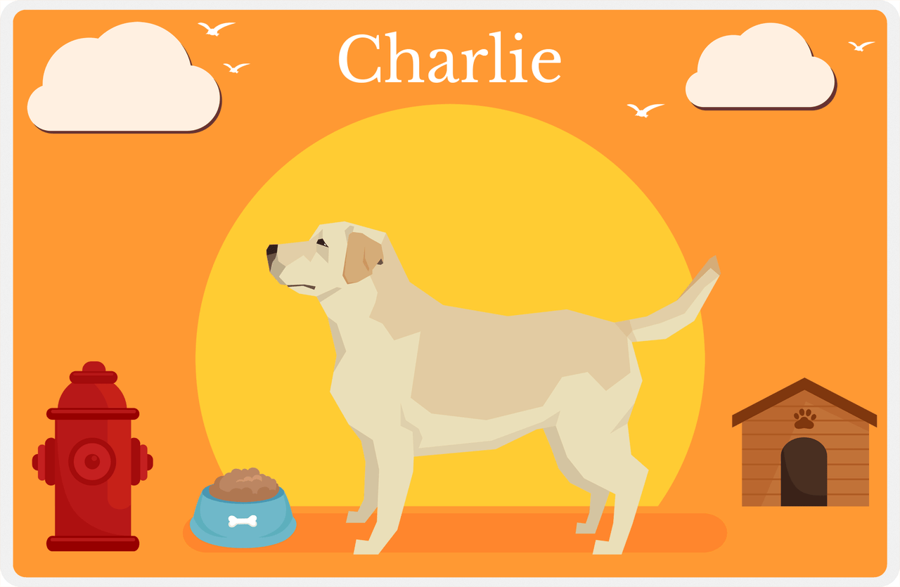 Personalized Dogs Placemat II - Labrador Retriever - Orange Background -  View