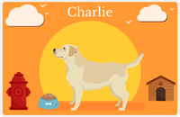 Thumbnail for Personalized Dogs Placemat II - Labrador Retriever - Orange Background -  View