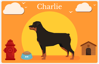 Thumbnail for Personalized Dogs Placemat II - Rottweiler - Orange Background -  View