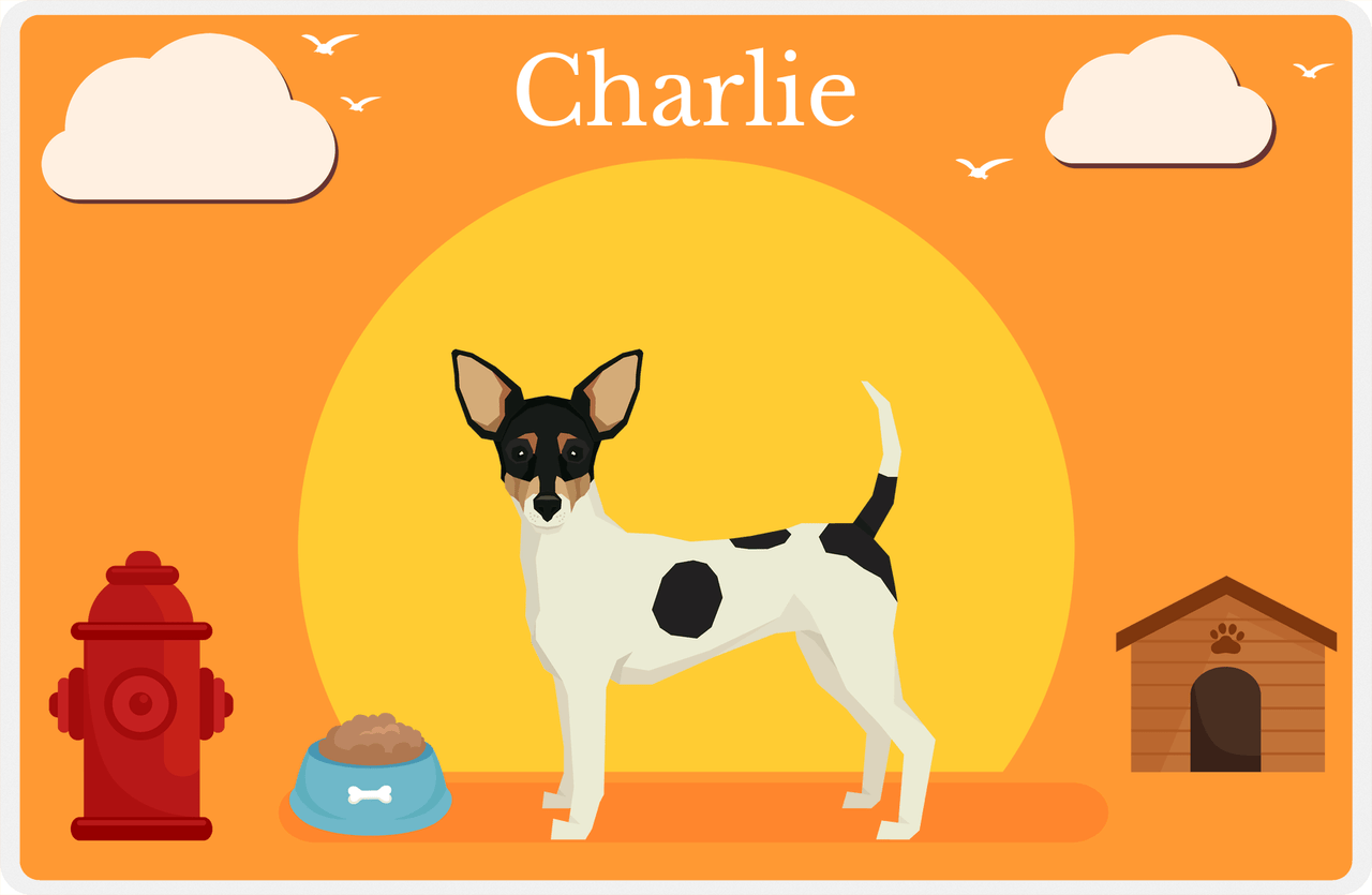 Personalized Dogs Placemat II - Toy Fox Terrier - Orange Background -  View