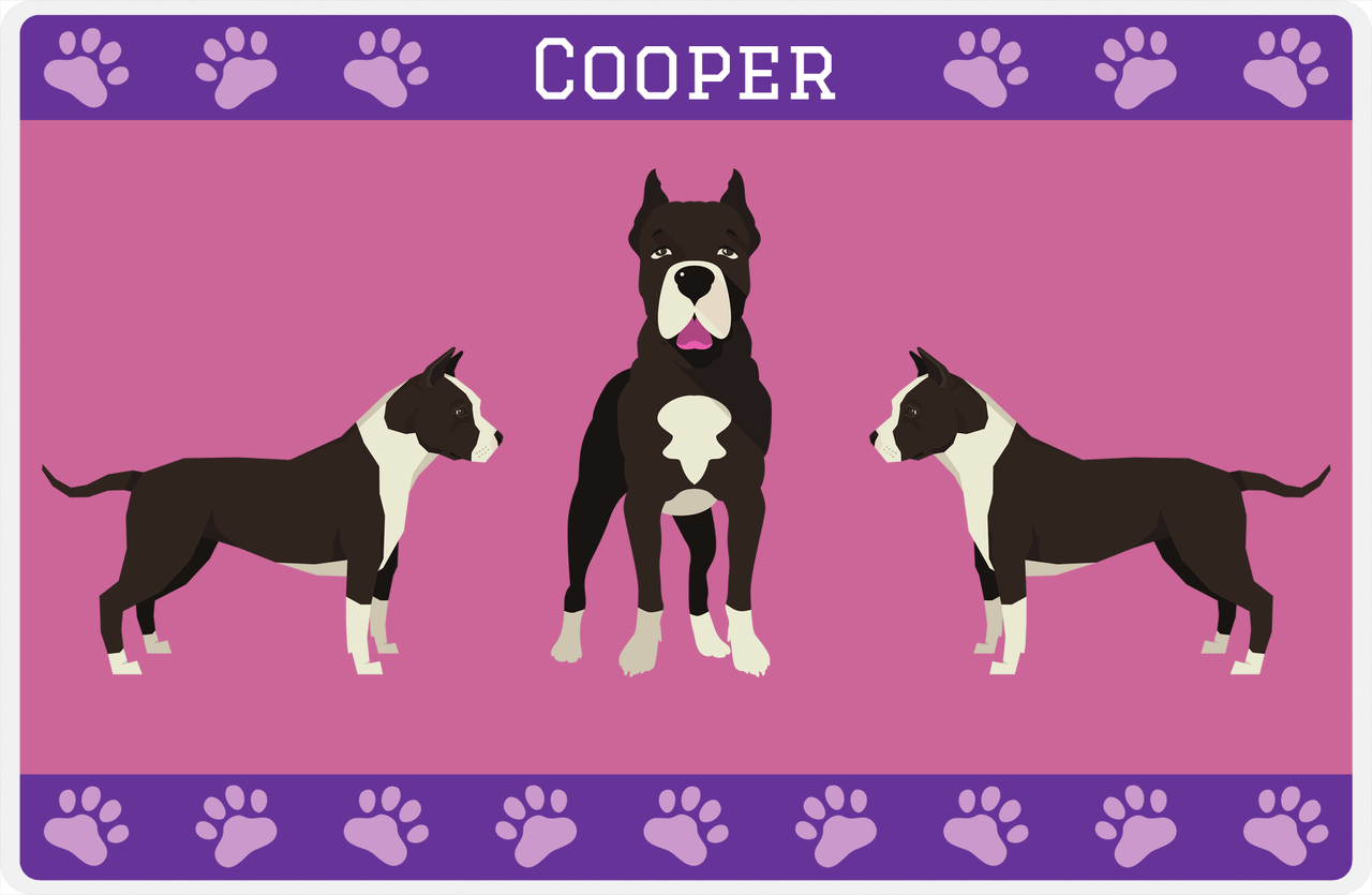 Personalized Dogs Placemat III - American Staffordshire Terrier - Purple Background -  View