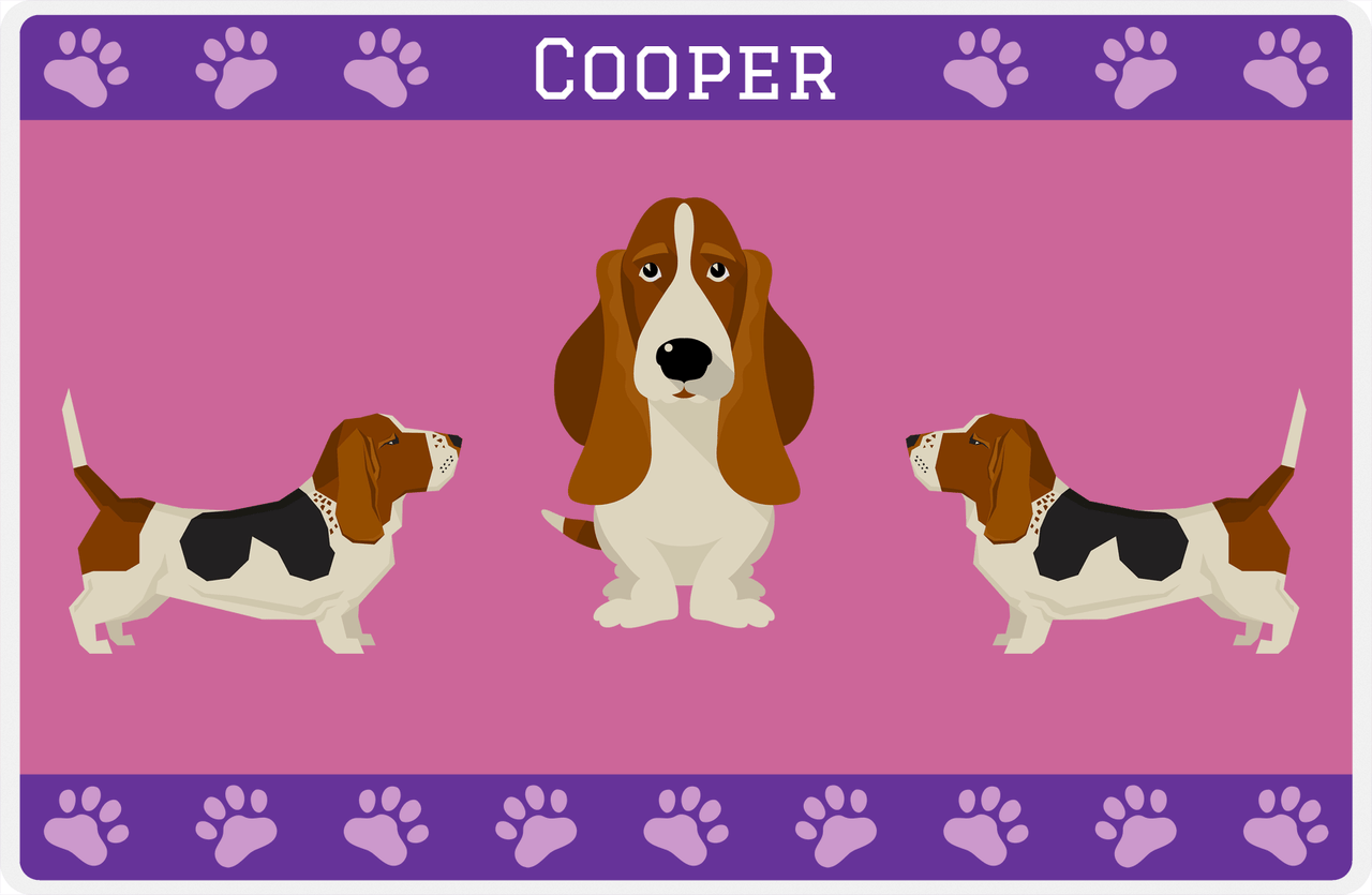Personalized Dogs Placemat III - Basset Hound - Purple Background -  View