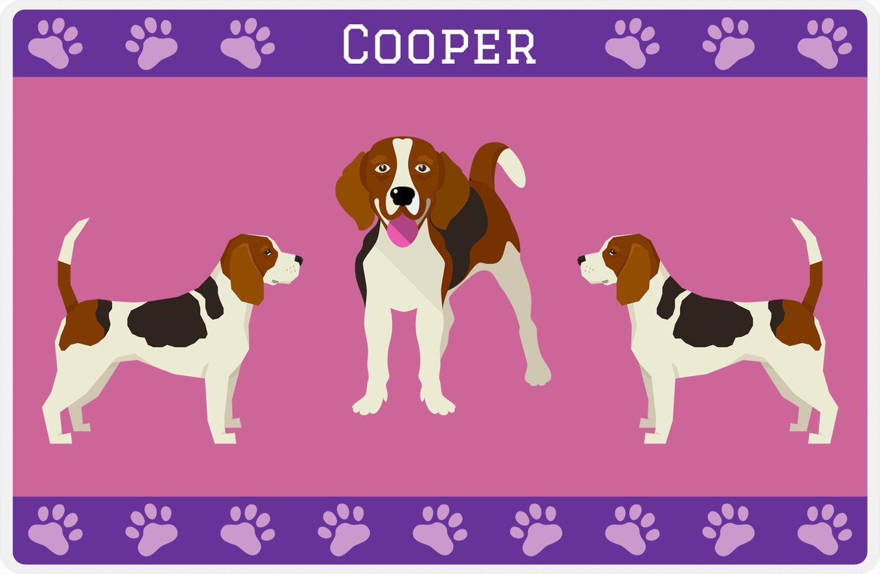 Personalized Dogs Placemat III - Beagle - Purple Background -  View