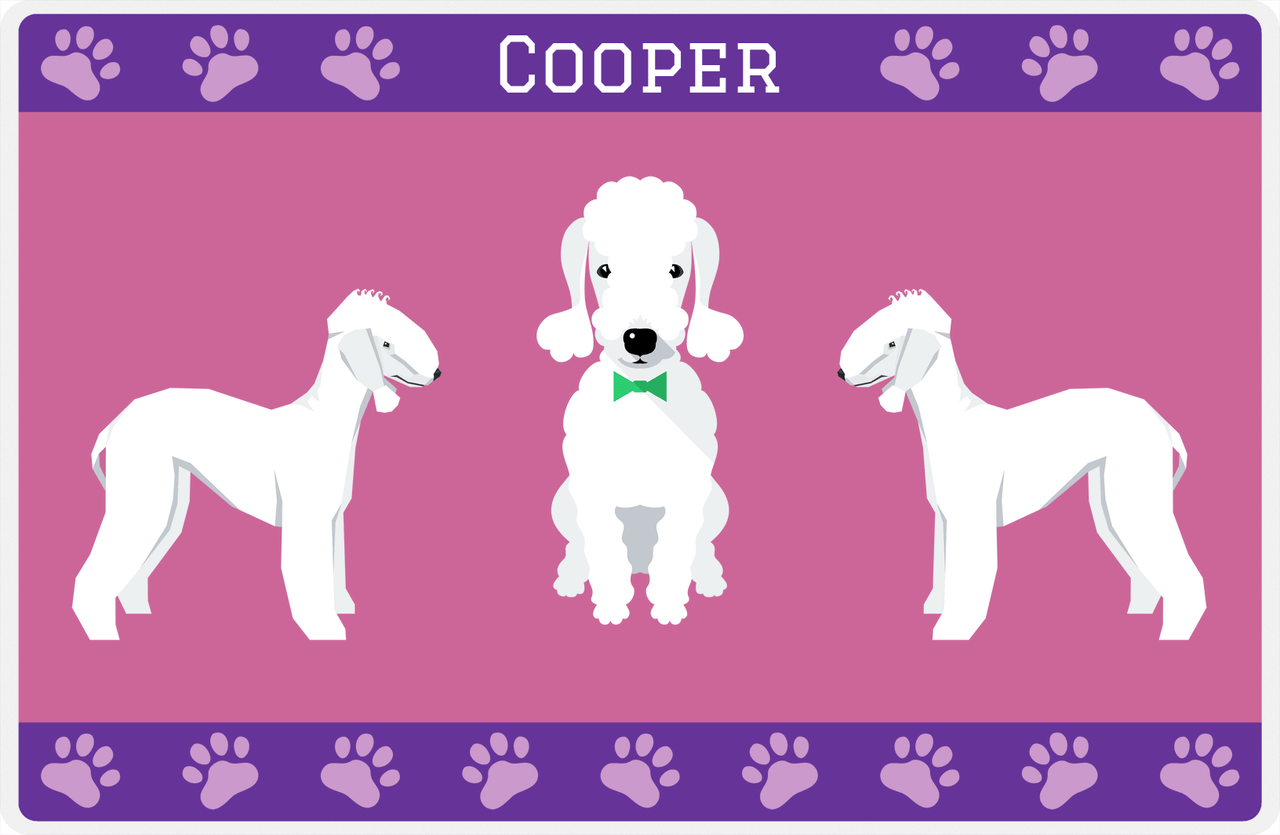 Personalized Dogs Placemat III - Bedlington Terrier - Purple Background -  View