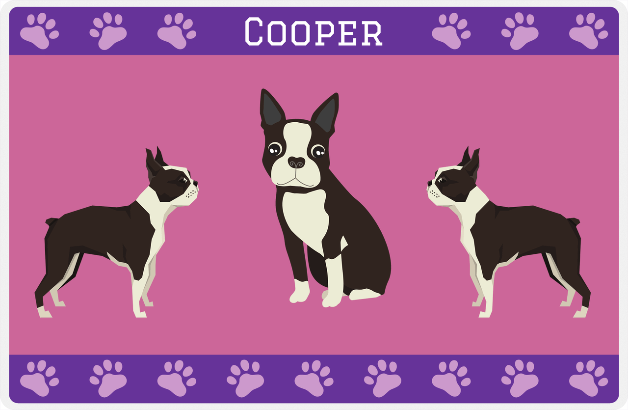 Personalized Dogs Placemat III - Boston Terrier - Purple Background -  View