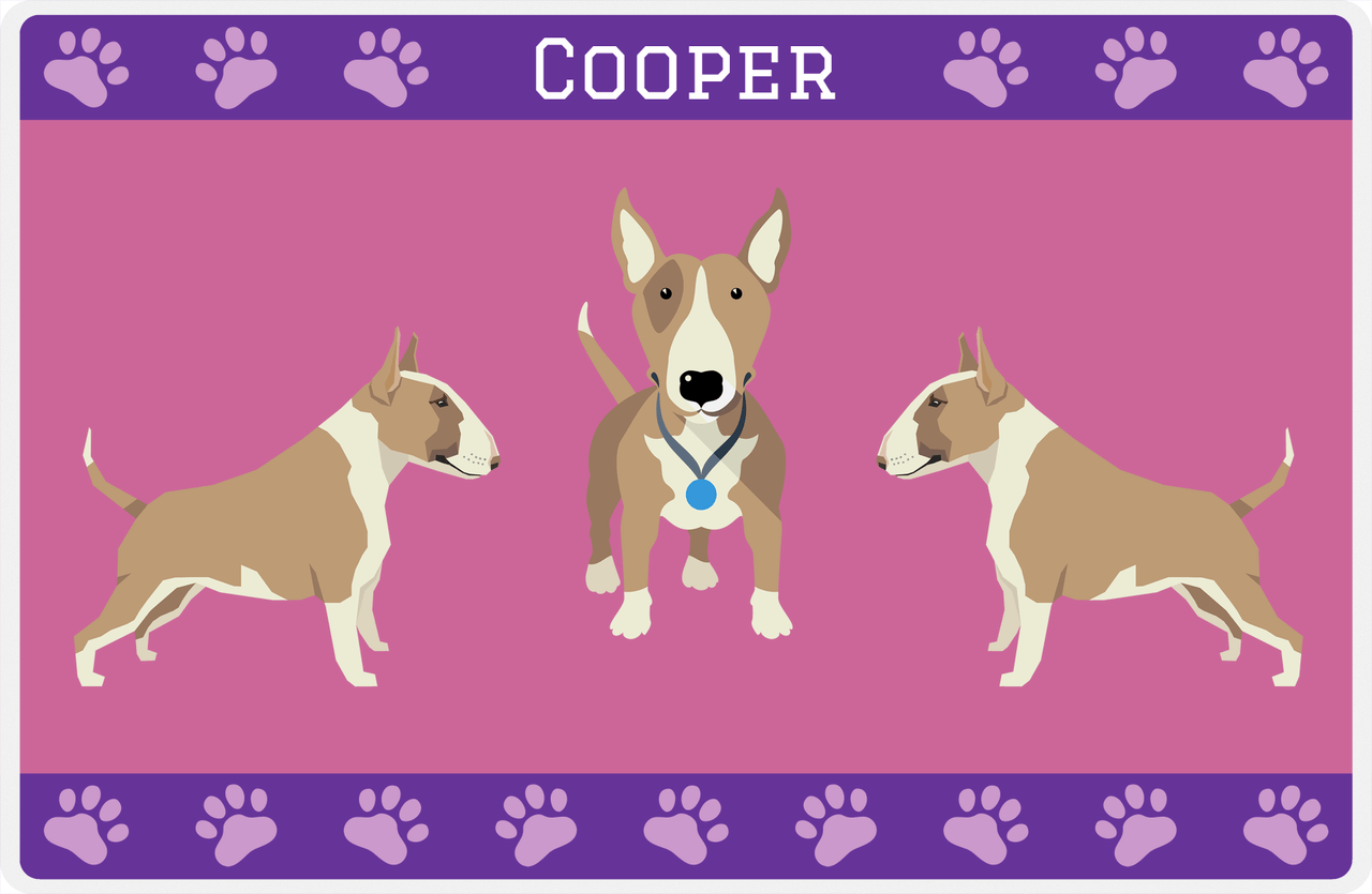 Personalized Dogs Placemat III - Bull Terrier - Purple Background -  View