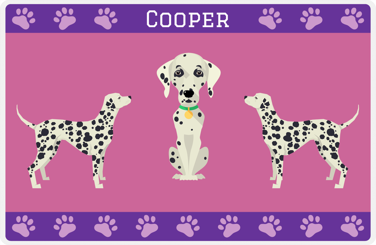 Personalized Dogs Placemat III - Dalmatian - Purple Background -  View