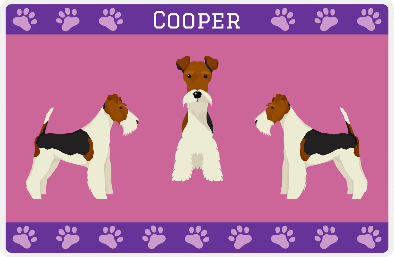 Personalized Dogs Placemat III - Fox Terrier - Purple Background -  View