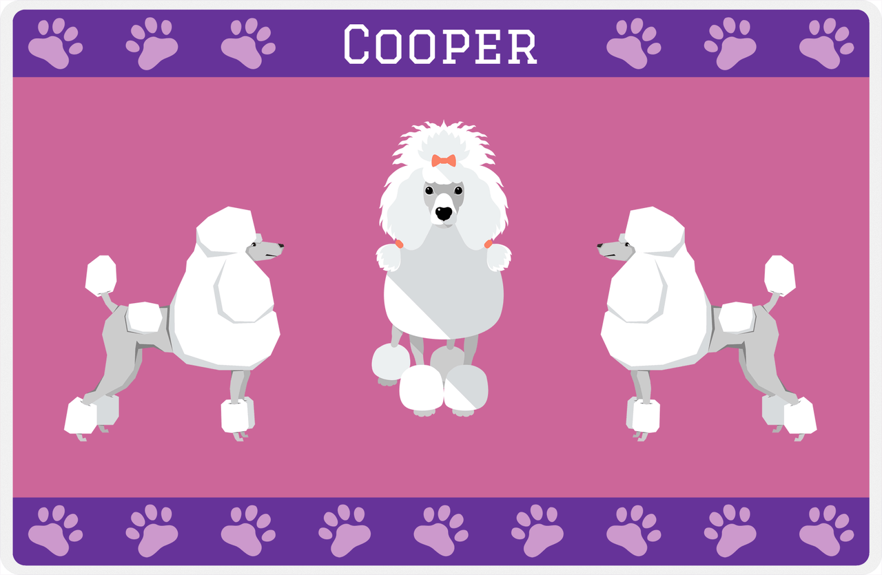 Personalized Dogs Placemat III - Poodle - Purple Background -  View