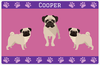 Thumbnail for Personalized Dogs Placemat III - Pug - Purple Background -  View