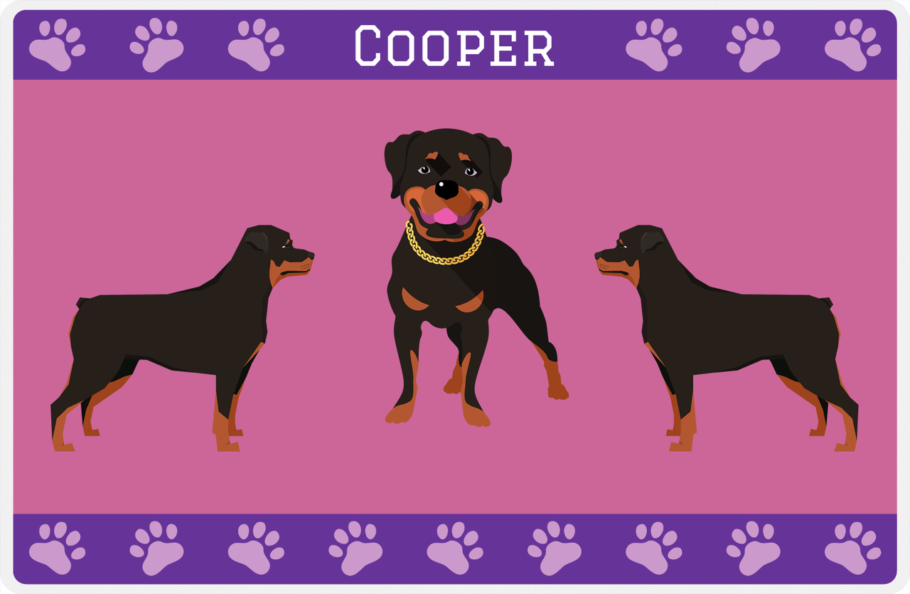 Personalized Dogs Placemat III - Rottweiler - Purple Background -  View