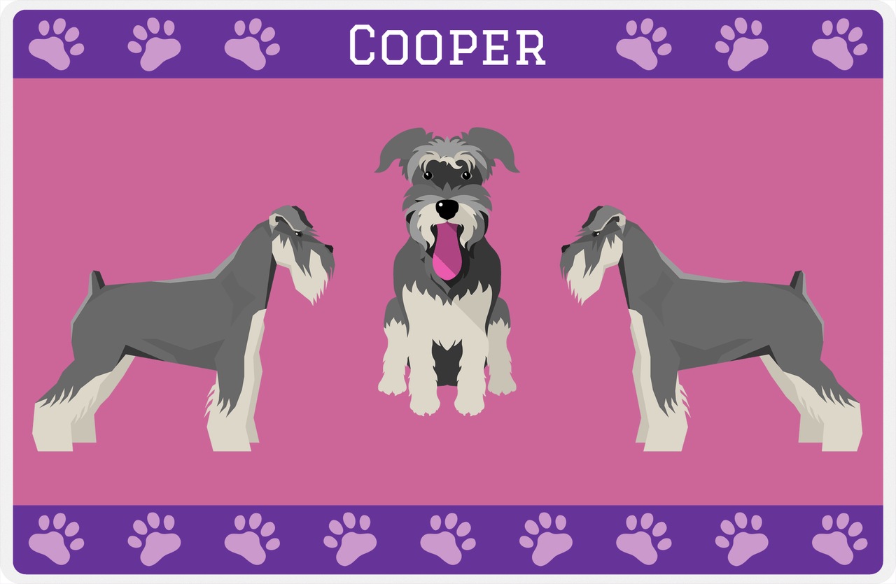 Personalized Dogs Placemat III - Schnauzer - Purple Background -  View