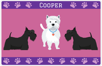 Thumbnail for Personalized Dogs Placemat III - Westie and Scotties - Purple Background -  View