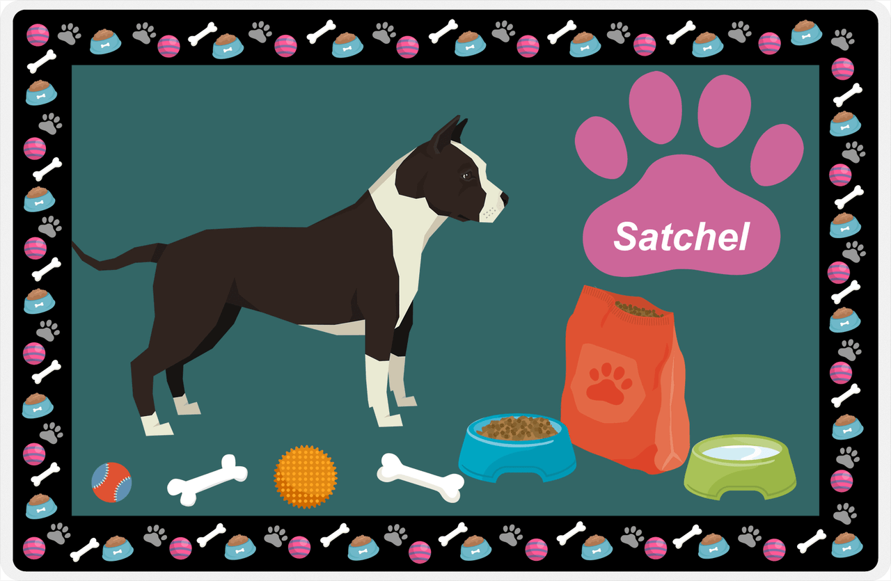 Personalized Dogs Placemat IV - American Staffordshire Terrier - Dark Teal Background -  View