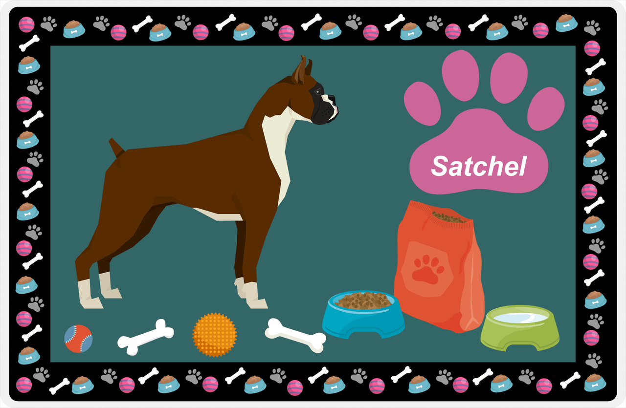 Personalized Dogs Placemat IV - Boxer - Dark Teal Background -  View