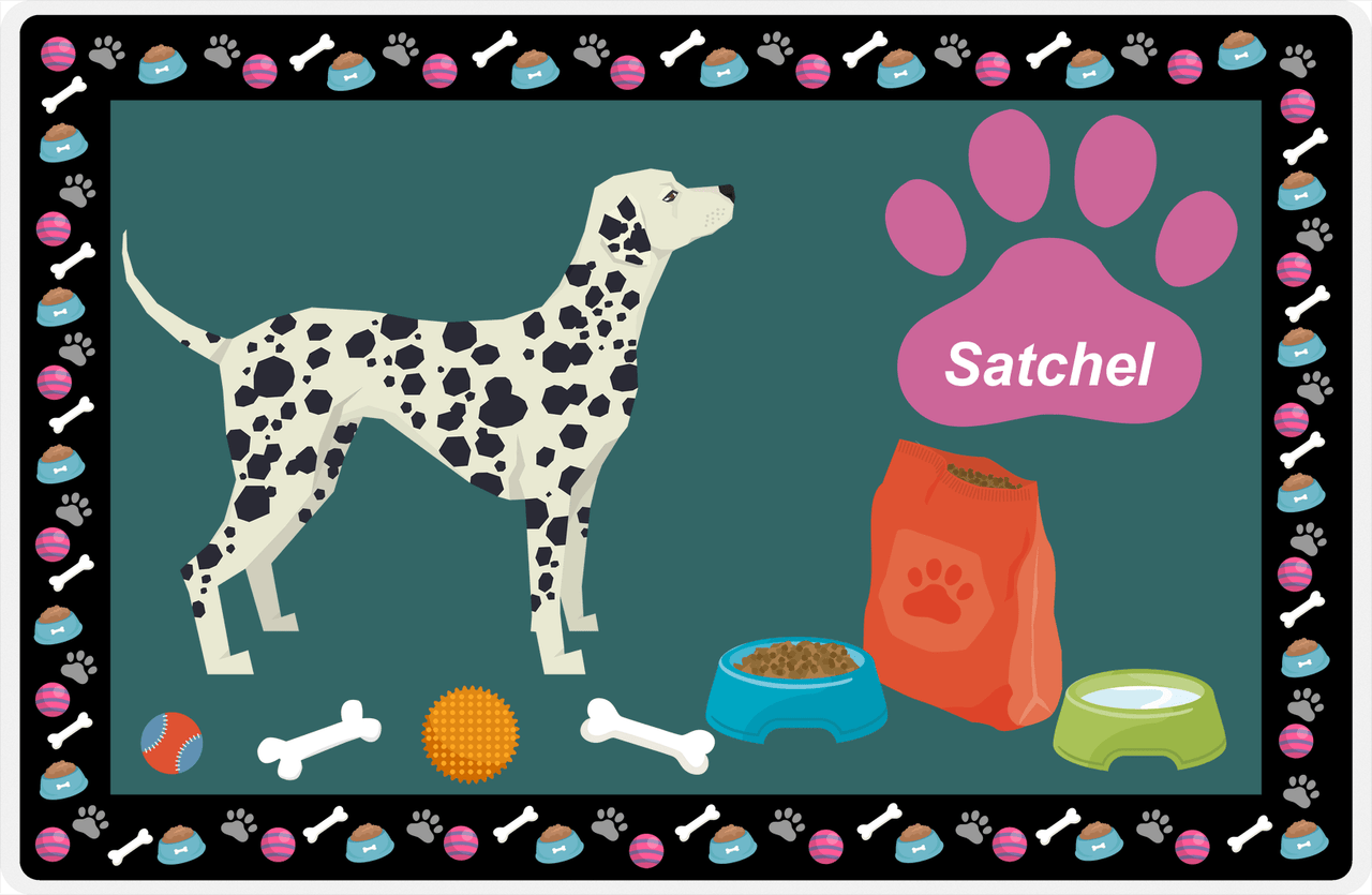 Personalized Dogs Placemat IV - Dalmatian - Dark Teal Background -  View