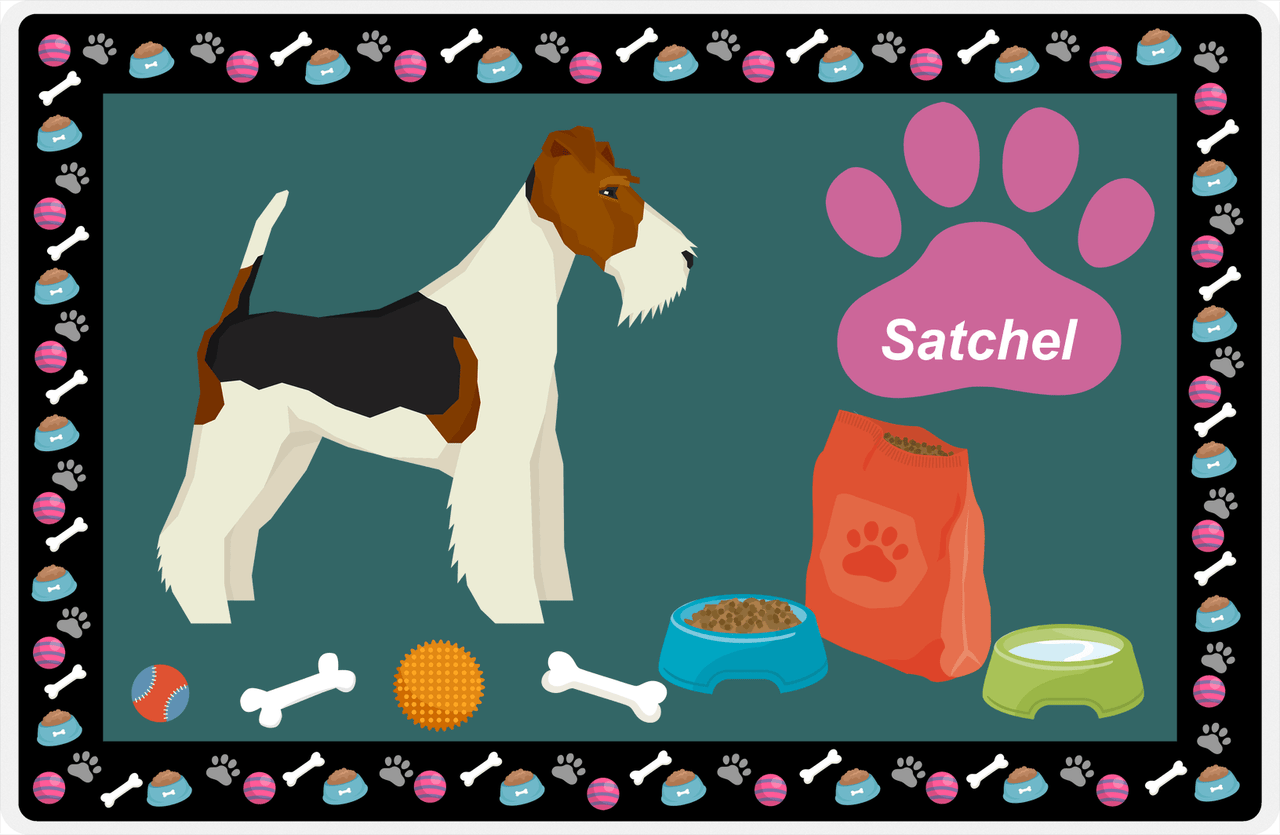 Personalized Dogs Placemat IV - Fox Terrier - Dark Teal Background -  View