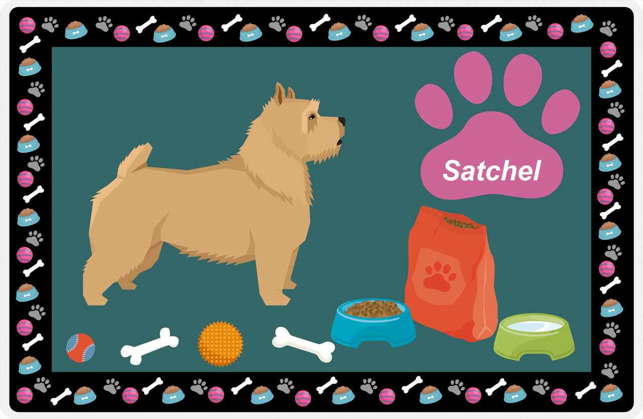 Personalized Dogs Placemat IV - Norwich Terrier - Dark Teal Background -  View