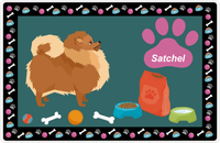 Thumbnail for Personalized Dogs Placemat IV - Pomeranian - Dark Teal Background -  View