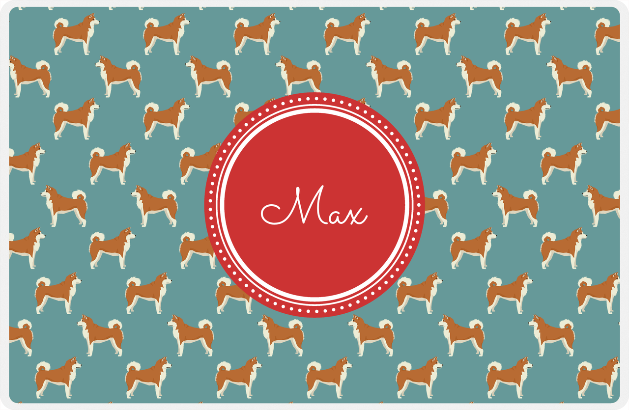 Personalized Dogs Placemat IX - Teal Background - Akita Inu -  View
