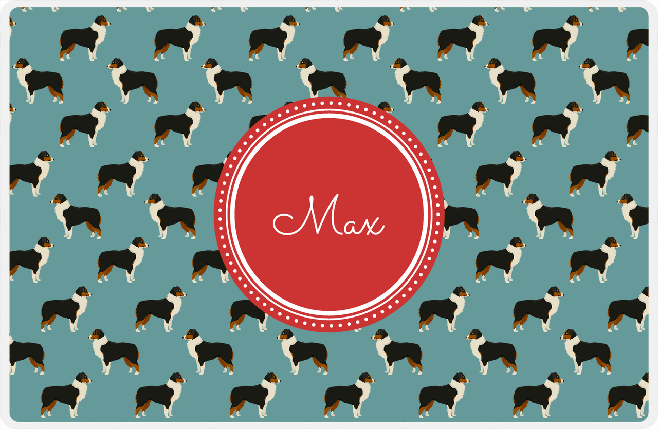 Personalized Dogs Placemat IX - Teal Background - Australian Shepherd -  View