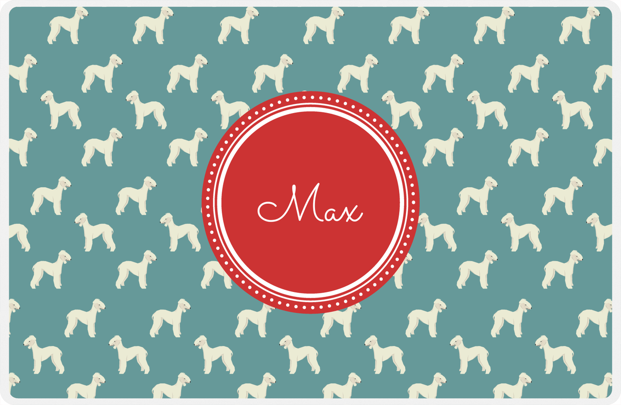 Personalized Dogs Placemat IX - Teal Background - Bedlington Terrier -  View