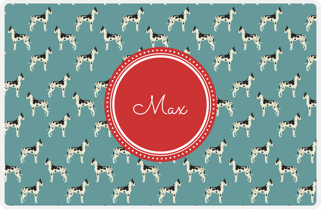 Personalized Dogs Placemat IX - Teal Background - Great Dane -  View