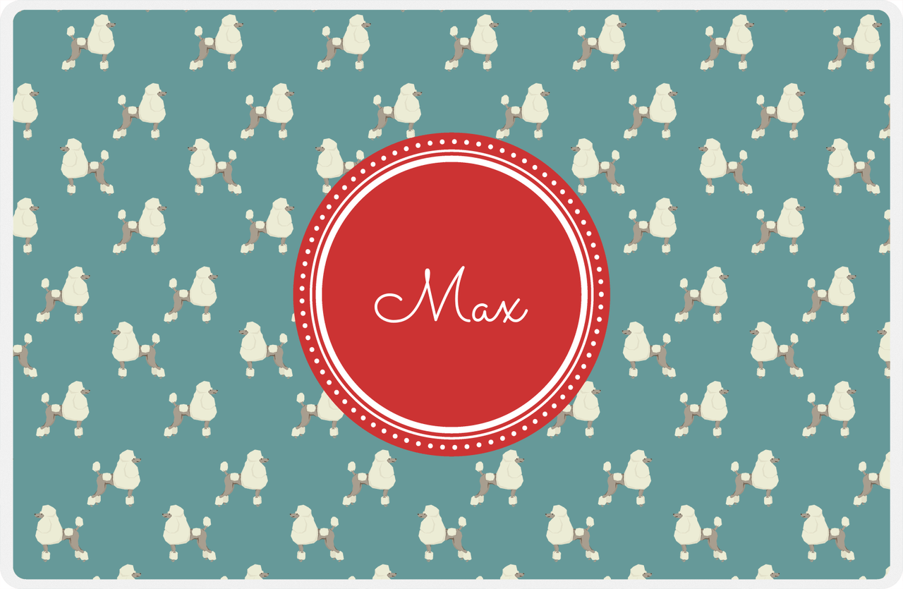 Personalized Dogs Placemat IX - Teal Background - Poodle -  View